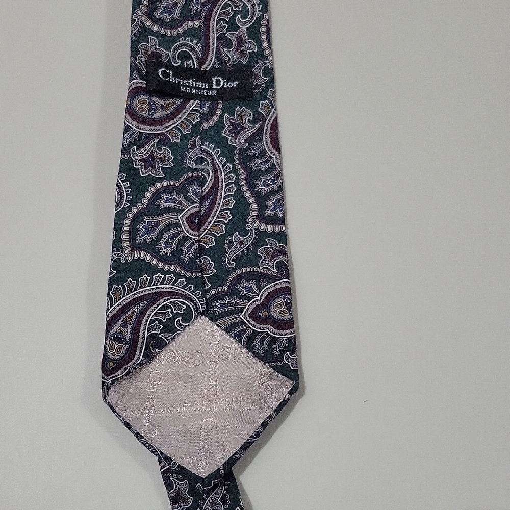 Dior Men's Paisley Tie - Green Black and Purple - Picture 1 of 1